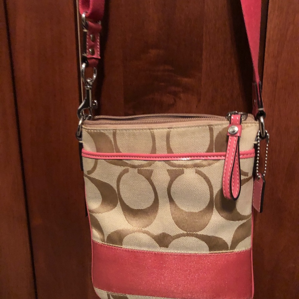Coach Pink and Tan Crossbody